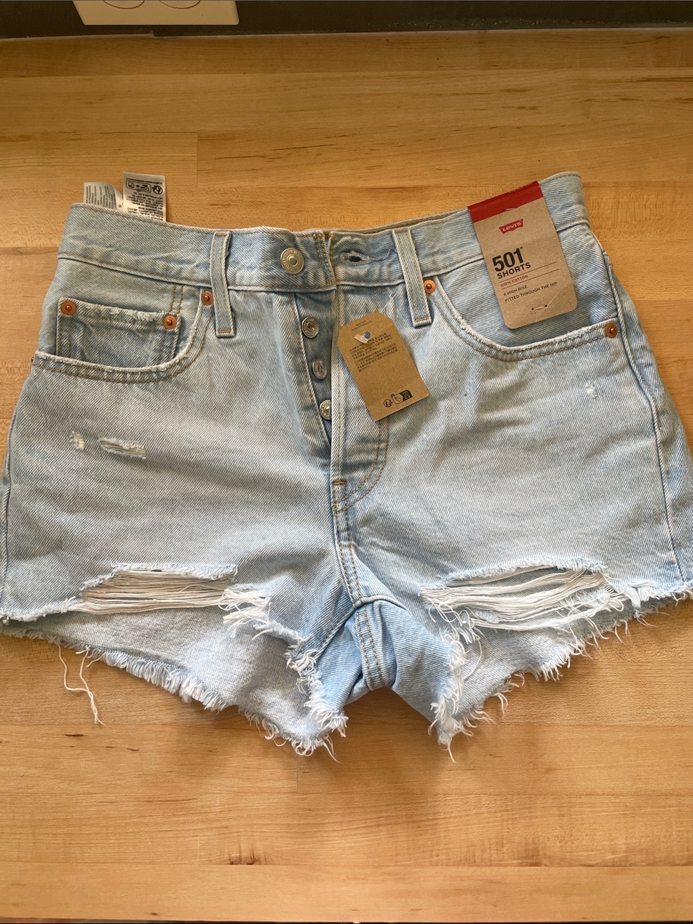 Levi's 501 Women's Distressed Denim Shorts - Light Blue
